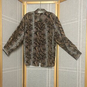 Vintage Claudia Richard Brown and Black Patterned Blouse